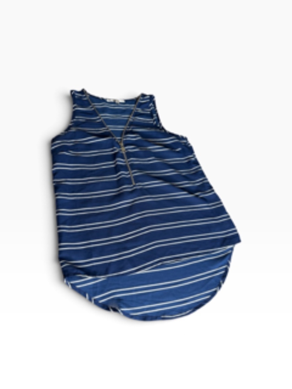 Papaya Sleeveless Horizontal Stripe Quarter Front Zipper Hi-Lo Tank Size S - Picture 2 of 7